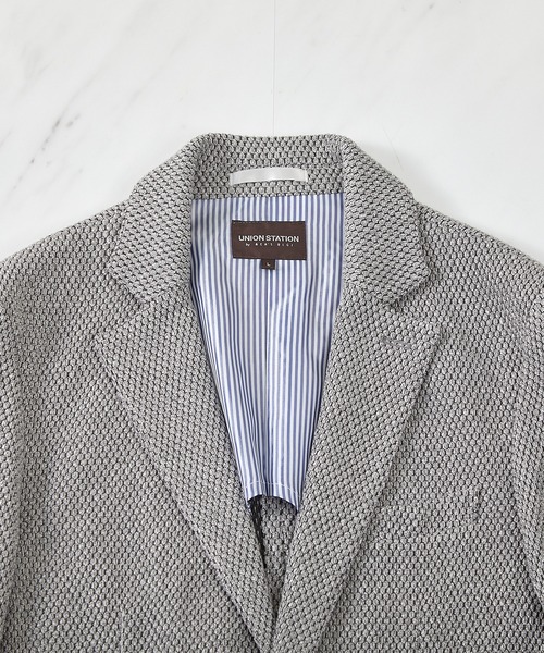 UNION STATION（ユニオンステーション）の「ラッセル編みテーラードジャケット（テーラードジャケット・メンズ・ネイビー/ライトグレー・LL/M/S/L）」の15枚目の写真