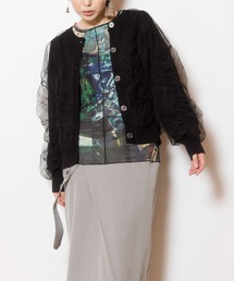 2WAYチュールギャザーニットカーディガン