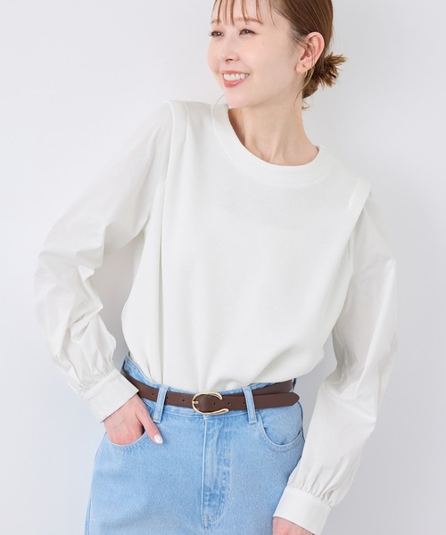 ROPE' PICNIC（ロペピクニック）の「布帛コンビプルオーバー（Tシャツ/カットソー・レディース・キナリ/ブラック/グレー・38）」の7枚目の写真