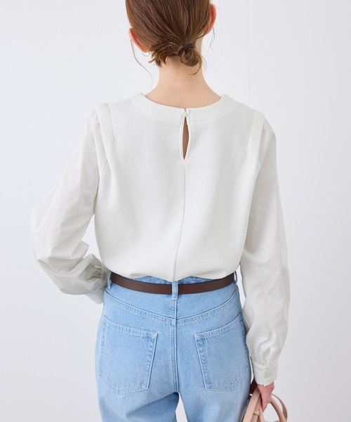 ROPE' PICNIC（ロペピクニック）の「布帛コンビプルオーバー（Tシャツ/カットソー・レディース・キナリ/ブラック/グレー・38）」の8枚目の写真