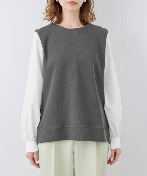 ROPE' PICNIC（ロペピクニック）の「布帛コンビプルオーバー（Tシャツ/カットソー・レディース・キナリ/ブラック/グレー・38）」の9枚目の写真