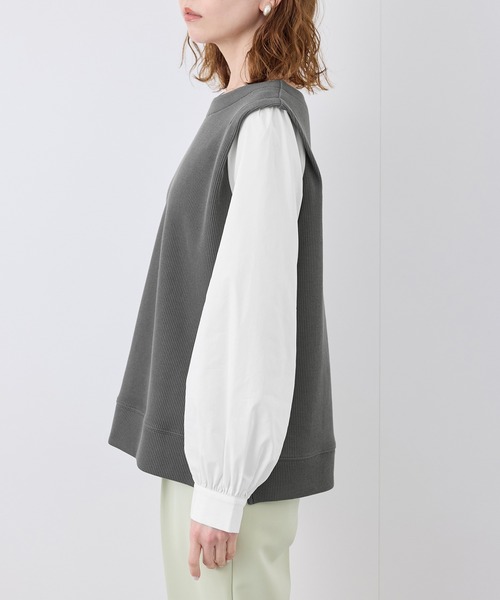 ROPE' PICNIC（ロペピクニック）の「布帛コンビプルオーバー（Tシャツ/カットソー・レディース・キナリ/ブラック/グレー・38）」の10枚目の写真