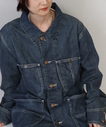 ヒューストン HOUSTON カバーオール デニムジャケット 濃紺インディゴ ヒューストン HOUSTON カバーオール デニムジャケット 濃紺インディゴ