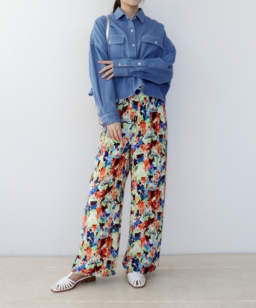 ETRO フラワープリント ワイドジーンズ ネイビー フラワープリントイージーワイドパンツ｜WOMEN｜250ISB31-109C