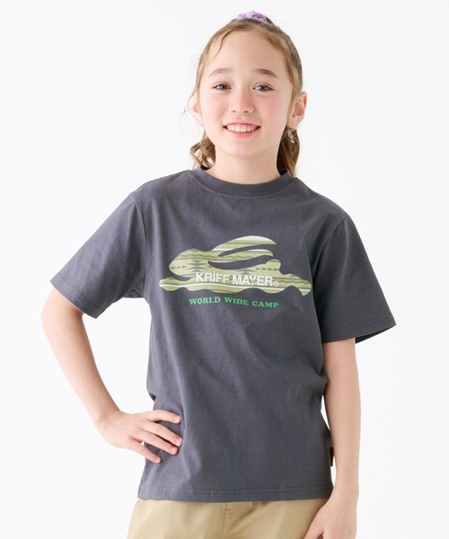 KRIFF MAYER（クリフメイヤー）の「フライングラビット柄ロゴT（Tシャツ/カットソー・キッズ・オフホワイト/イエロー/ブルー/チャコール・120/130/140/150/160/170）」の2枚目の写真