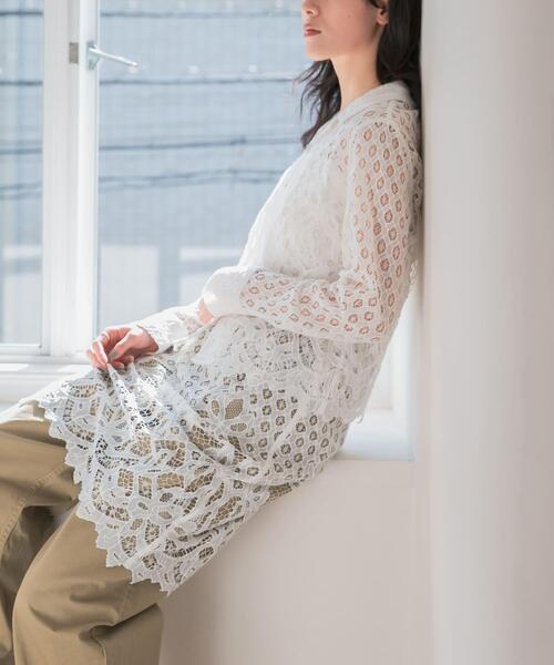 URBAN RESEARCH（アーバンリサーチ）の「インドレースオープンカラーシャツ（シャツ/ブラウス・レディース・オフホワイト/ブラック・FREE）」の9枚目の写真