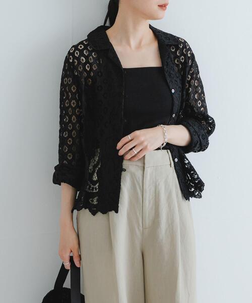 URBAN RESEARCH（アーバンリサーチ）の「インドレースオープンカラーシャツ（シャツ/ブラウス・レディース・オフホワイト/ブラック・FREE）」の16枚目の写真