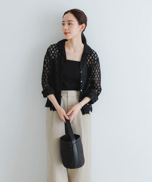 URBAN RESEARCH（アーバンリサーチ）の「インドレースオープンカラーシャツ（シャツ/ブラウス・レディース・オフホワイト/ブラック・FREE）」の18枚目の写真