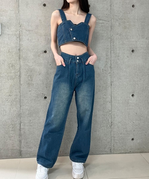 セール】デニムトップス×デニムパンツ 2点セット（セットアップ