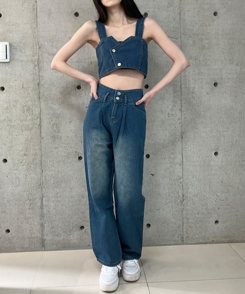 セール】デニムトップス×デニムパンツ 2点セット（セットアップ