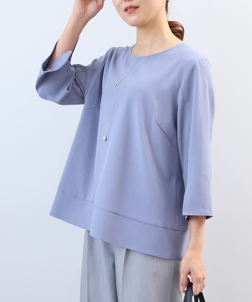 【fleur】【Ｌ〜５Ｌ】【セットアップ】 ドライツイル 切替 ブラウス セール】【L～5L 大きいサイズ】【セットアップ】ドライツイル