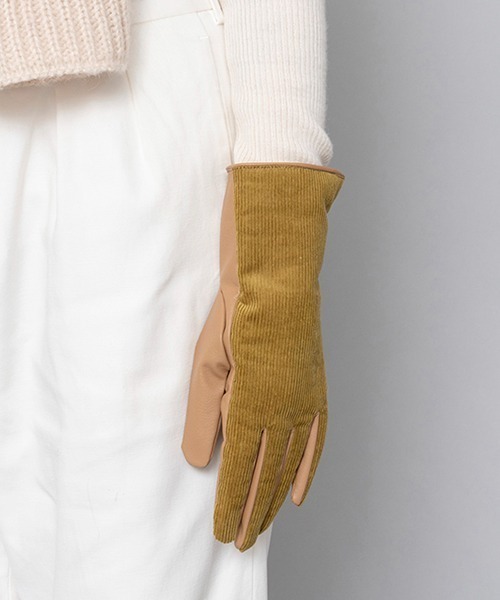 LE VERNIS（ル・ベルニ）の「LE VERNIS(ル・ベルニ)Corduroy gloves（手袋・レディース・ライトグリーン・FREE）」の7枚目の写真