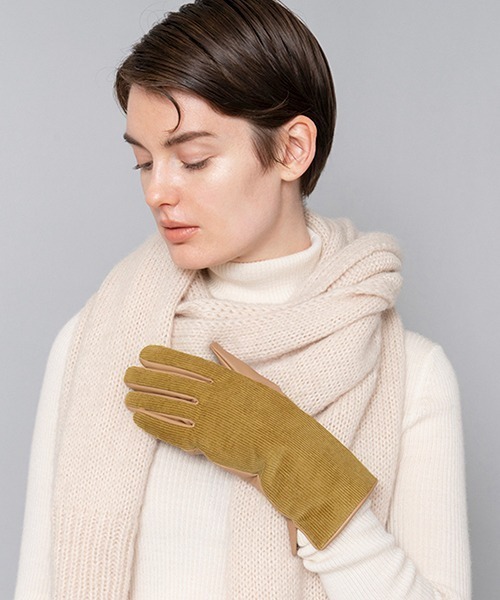 LE VERNIS（ル・ベルニ）の「LE VERNIS(ル・ベルニ)Corduroy gloves（手袋・レディース・ライトグリーン・FREE）」の9枚目の写真
