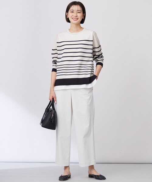 J.PRESS(ジェイプレス)の「【WEB限定・洗える】Vis/Peスパーク シアー ボーダー ニット(ニット/セーター・レディース・ブラウン系1/サックスブルー系1/ブラック系1/ダルブルー系1・MEDIUM/LARGE)」の8枚目の写真