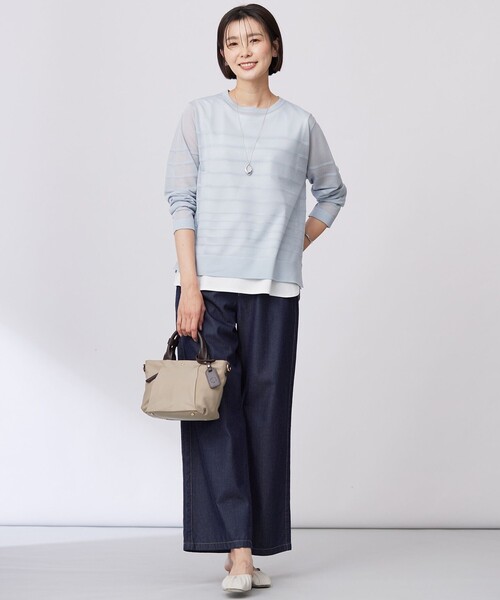 J.PRESS(ジェイプレス)の「【WEB限定・洗える】Vis/Peスパーク シアー ボーダー ニット(ニット/セーター・レディース・ブラウン系1/サックスブルー系1/ブラック系1/ダルブルー系1・MEDIUM/LARGE)」の11枚目の写真