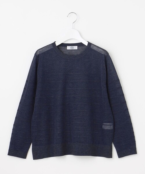 J.PRESS(ジェイプレス)の「【WEB限定・洗える】Vis/Peスパーク シアー ボーダー ニット(ニット/セーター・レディース・ブラウン系1/サックスブルー系1/ブラック系1/ダルブルー系1・MEDIUM/LARGE)」の14枚目の写真