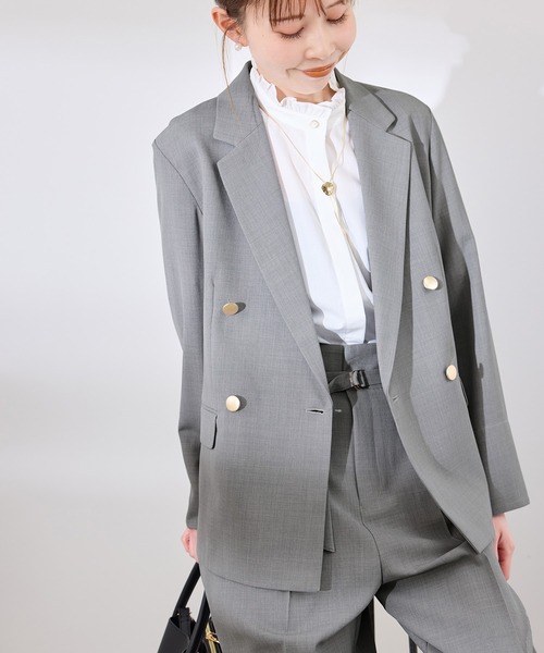 抗菌防臭・接触冷感・UVカット】カナパ金ボタンジャケット/通勤