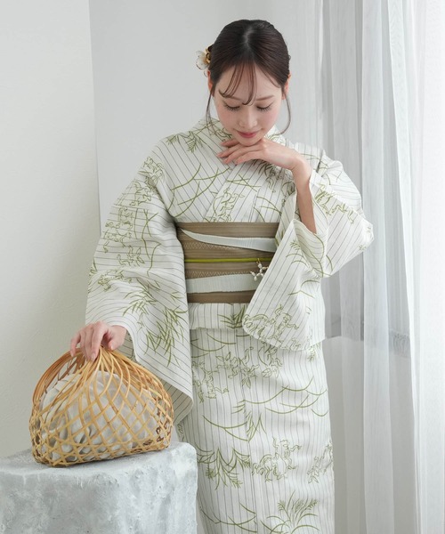 セール】手染め注染浴衣3点セット utatane×注染工房 綿麻 等間し