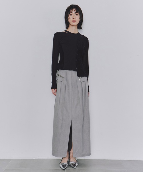 セール】タックプレスタイトスカート｜セットアップ可/ウォッシャブル