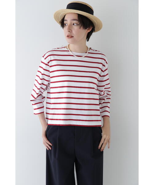 human woman(ヒューマンウーマン)の「◆ハイゲージボーダープルオーバー(Tシャツ/カットソー・レディース・ダークインディゴブルー/レッド系その他4・MEDIUM)」の3枚目の写真