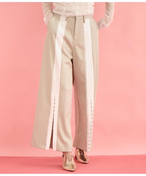 Settimissimo（セッティミッシモ）の「センターライン ホックデザイン スリット パンツ（その他パンツ・レディース・ダークグレー/ベージュ・FREE）」の3枚目の写真