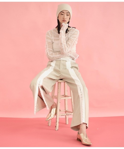 Settimissimo（セッティミッシモ）の「センターライン ホックデザイン スリット パンツ（その他パンツ・レディース・ダークグレー/ベージュ・FREE）」の9枚目の写真