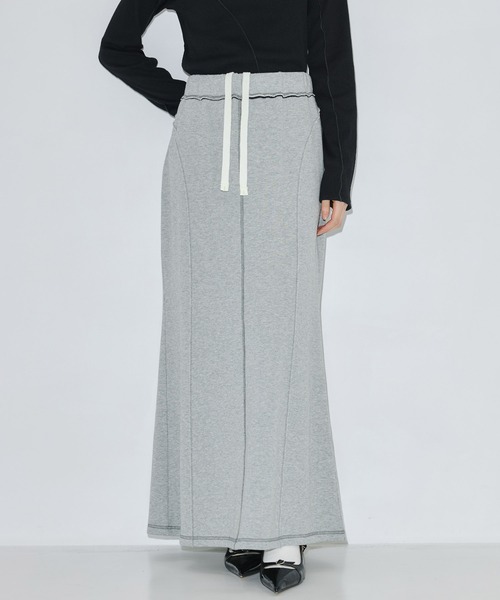 PUBLIC TOKYO(パブリックトウキョウ)の「【残りわずか】ジャジースウェットマーメードスカート(スカート・レディース・アイボリー/グレー・1/2)」の2枚目の写真