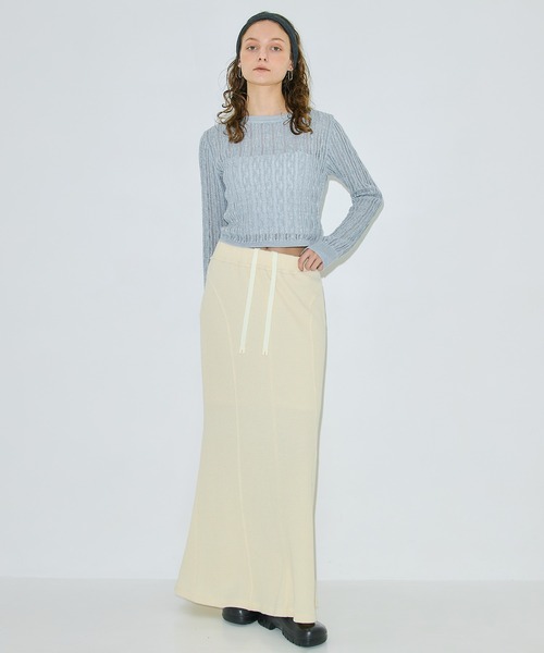 PUBLIC TOKYO(パブリックトウキョウ)の「【残りわずか】ジャジースウェットマーメードスカート(スカート・レディース・アイボリー/グレー・1/2)」の3枚目の写真