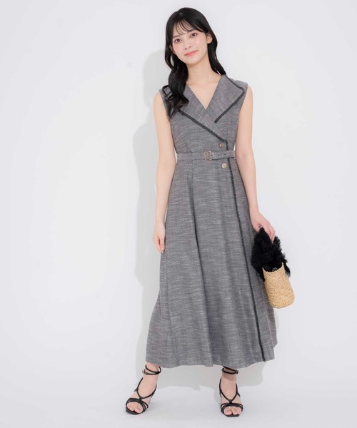 Noela ノースリーブ フリンジサマーツイード ワンピース セール】フリンジサマーツイードワンピース（ワンピース