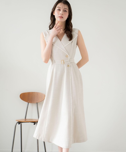 Noela ノースリーブ フリンジサマーツイード ワンピース ノエラ NOELA