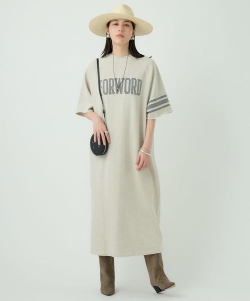 REMI RELIEF（レミレリーフ）の「Chaos(カオス)/◆REMI RELIEF◆別注フォワードＴシャツワンピース（ワンピース・レディース・オートミール/ネイビー・FREE）」の2枚目の写真