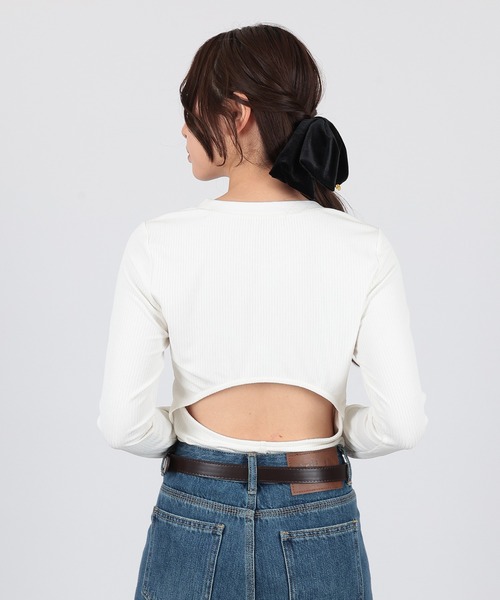 SUWDEE(スーディー)の「back open rib pullover(Tシャツ/カットソー・レディース・ホワイト/ブラック・FREE)」の4枚目の写真