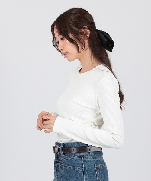 SUWDEE(スーディー)の「back open rib pullover(Tシャツ/カットソー・レディース・ホワイト/ブラック・FREE)」の5枚目の写真