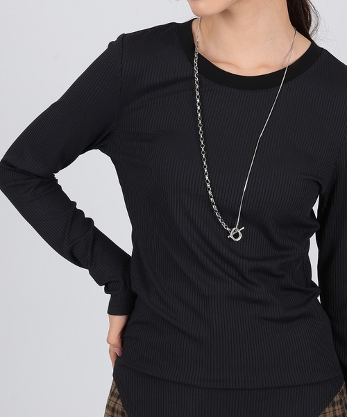 SUWDEE(スーディー)の「back open rib pullover(Tシャツ/カットソー・レディース・ホワイト/ブラック・FREE)」の9枚目の写真