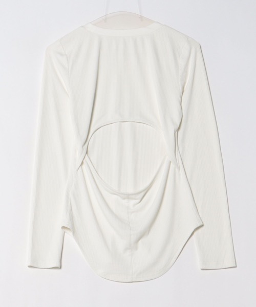 SUWDEE(スーディー)の「back open rib pullover(Tシャツ/カットソー・レディース・ホワイト/ブラック・FREE)」の14枚目の写真