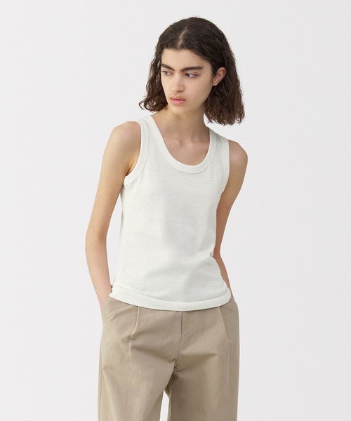 MUJI Labo(ムジラボ)の「〔MUJI Labo〕婦人 リネン混タンクトップ(タンクトップ・レディース・オフホワイト/ダークグレー・S/M/L/XL)」の3枚目の写真