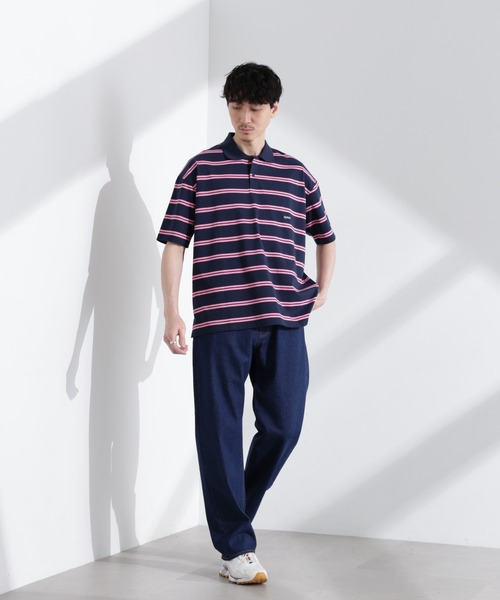 セール】「NJ/CLUB」 オーバーサイズボーダーポロシャツ（ポロシャツ