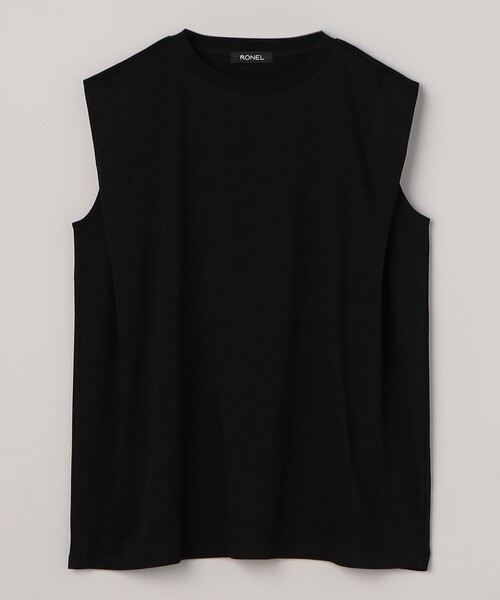 RONEL(ロネル)の「スムース ショルダータック ノースリーブプルオーバー(Tシャツ/カットソー・レディース・モカ/ダークブラウン/ブラック/ホワイト・S/M)」の1枚目の写真