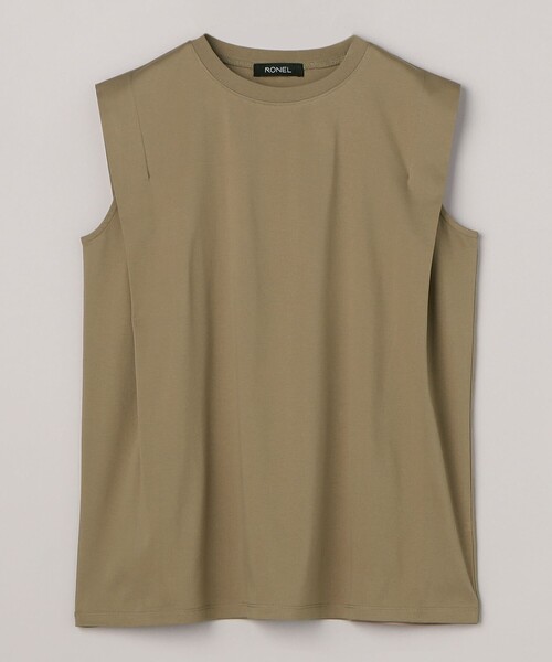 RONEL(ロネル)の「スムース ショルダータック ノースリーブプルオーバー(Tシャツ/カットソー・レディース・モカ/ダークブラウン/ブラック/ホワイト・S/M)」の4枚目の写真