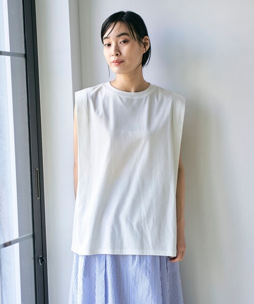 RONEL(ロネル)の「スムース ショルダータック ノースリーブプルオーバー(Tシャツ/カットソー・レディース・モカ/ダークブラウン/ブラック/ホワイト・S/M)」の11枚目の写真