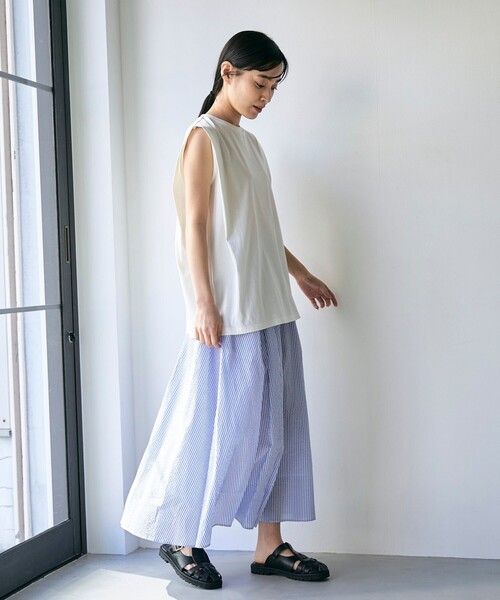 RONEL(ロネル)の「スムース ショルダータック ノースリーブプルオーバー(Tシャツ/カットソー・レディース・モカ/ダークブラウン/ブラック/ホワイト・S/M)」の12枚目の写真