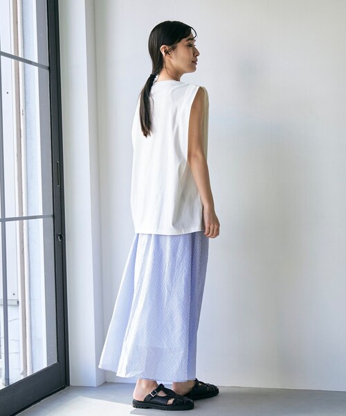 RONEL(ロネル)の「スムース ショルダータック ノースリーブプルオーバー(Tシャツ/カットソー・レディース・モカ/ダークブラウン/ブラック/ホワイト・S/M)」の14枚目の写真