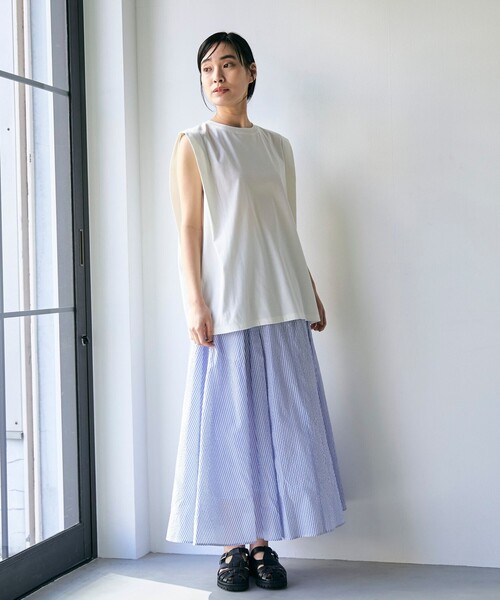 RONEL(ロネル)の「スムース ショルダータック ノースリーブプルオーバー(Tシャツ/カットソー・レディース・モカ/ダークブラウン/ブラック/ホワイト・S/M)」の17枚目の写真