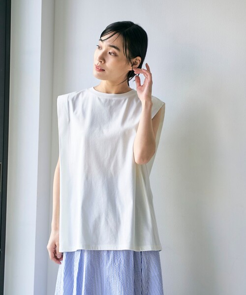 RONEL(ロネル)の「スムース ショルダータック ノースリーブプルオーバー(Tシャツ/カットソー・レディース・モカ/ダークブラウン/ブラック/ホワイト・S/M)」の18枚目の写真