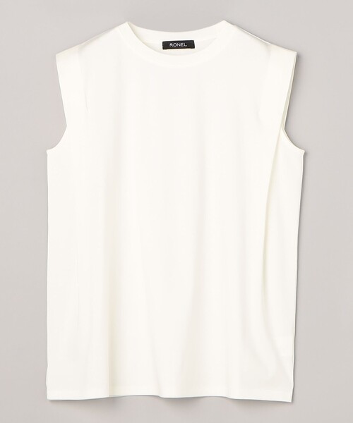 RONEL(ロネル)の「スムース ショルダータック ノースリーブプルオーバー(Tシャツ/カットソー・レディース・モカ/ダークブラウン/ブラック/ホワイト・S/M)」の22枚目の写真