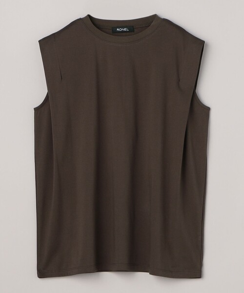 RONEL(ロネル)の「スムース ショルダータック ノースリーブプルオーバー(Tシャツ/カットソー・レディース・モカ/ダークブラウン/ブラック/ホワイト・S/M)」の7枚目の写真
