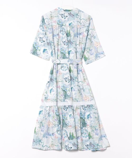 iS ScoLar（イズスカラー）の「551229：花蝶カトラリー×レースプリント前開きワンピース（シャツワンピース・レディース・ブラック/オフホワイト・M）」の3枚目の写真