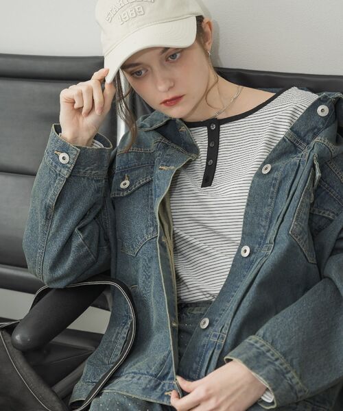 RETRO GIRL（レトロガール）の「BIGデニムJK（デニムジャケット・レディース・ブラック/ブルー系その他/ダークブルー・FREE）」の7枚目の写真