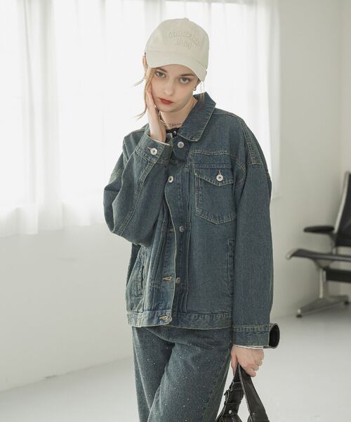 RETRO GIRL（レトロガール）の「BIGデニムJK（デニムジャケット・レディース・ブラック/ブルー系その他/ダークブルー・FREE）」の11枚目の写真