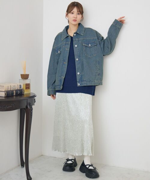 RETRO GIRL（レトロガール）の「BIGデニムJK（デニムジャケット・レディース・ブラック/ブルー系その他/ダークブルー・FREE）」の12枚目の写真